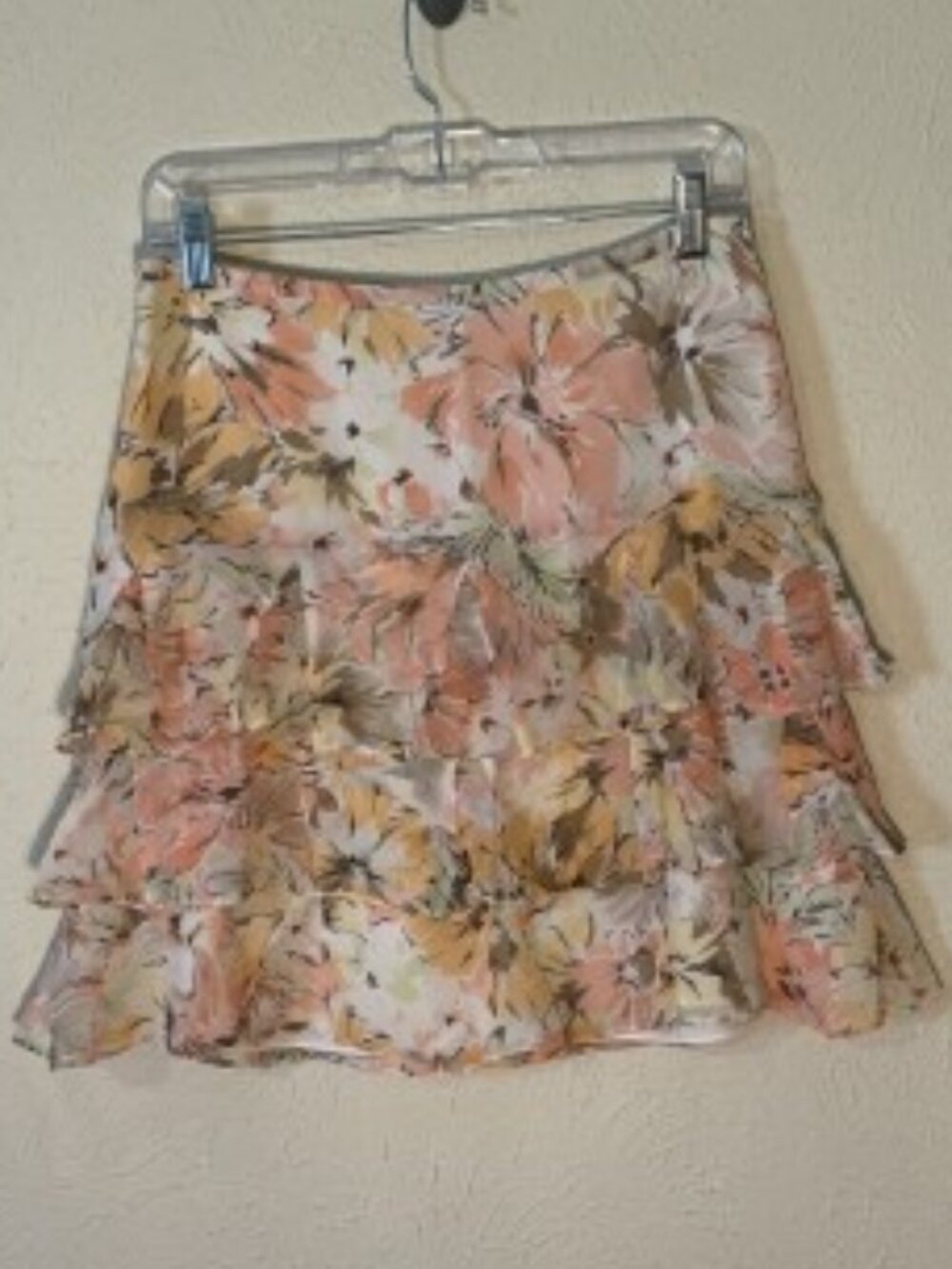 Loft Silk Multilayered Ruffle Floral Print Skirt, Size 6P